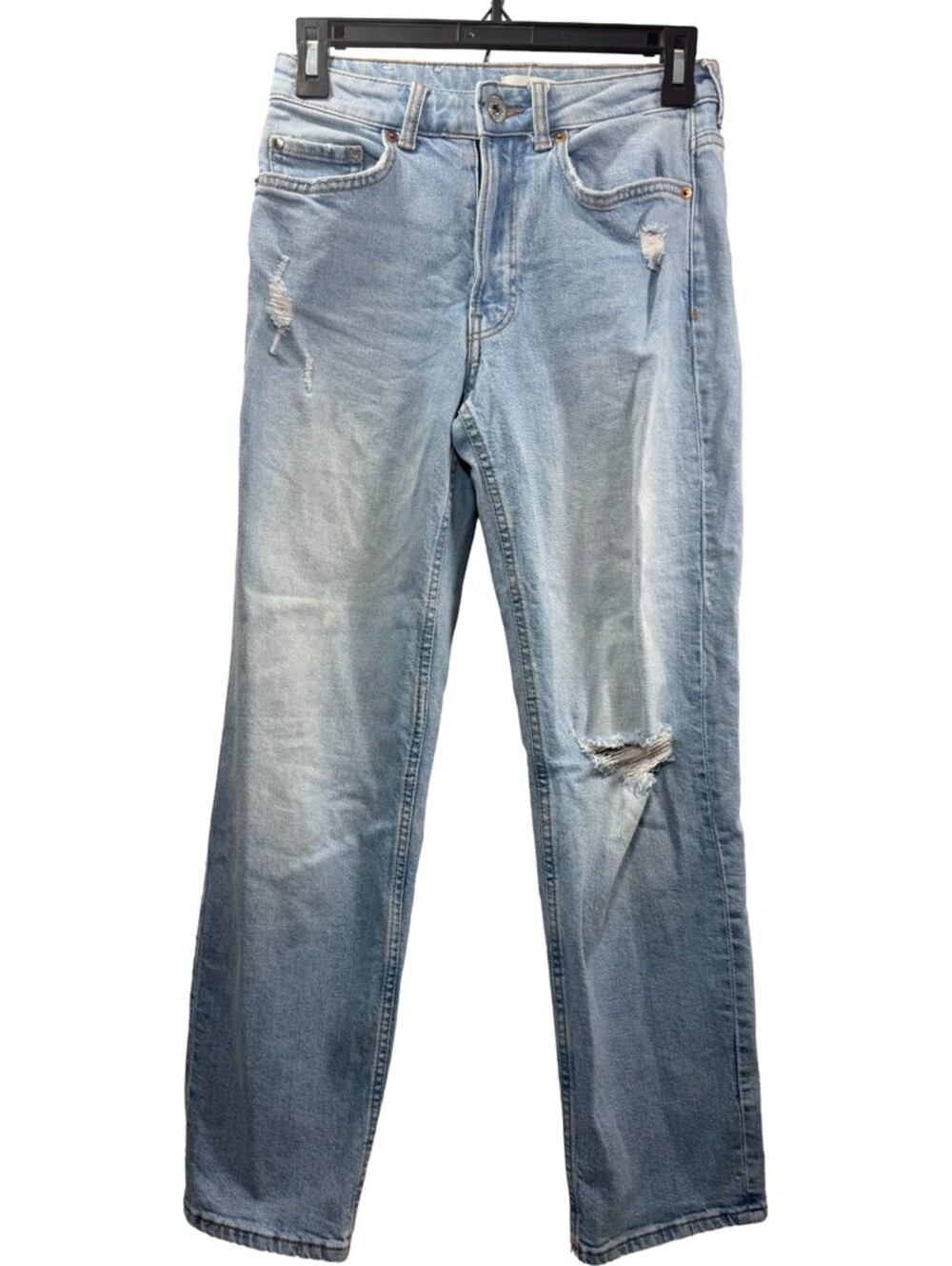 H&M Women's Size 2 Blue Distressed Light Wash Stretch Denim Jeans High Rise